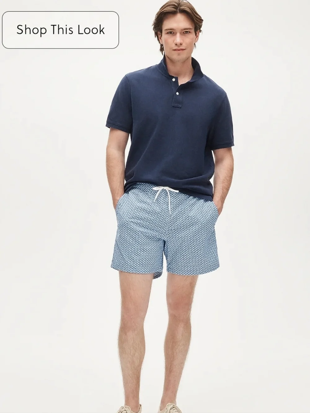 J. Crew Light Blue Patterned Swim Shorts